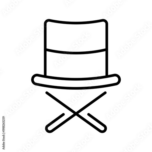 Fishing chair icon. Lifestyle and camping line symbol. Black and white.