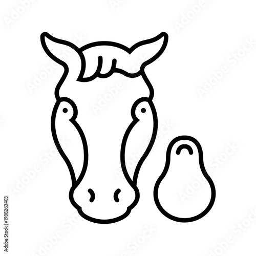 Horse meat icon. Food and meat line symbol. Black and white.
