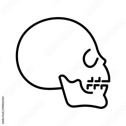Human skull icon. Healthcare and anatomy line symbol. Black and white.