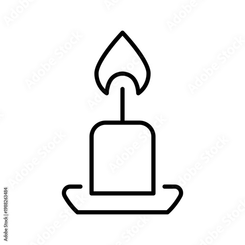Memorial candle icon. Culture and memorial line symbol. Black and white.