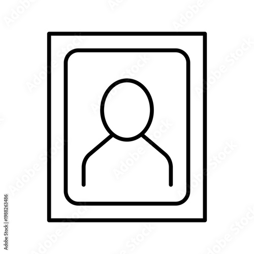 Memorial portrait icon. Society and obituary line symbol. Black and white.