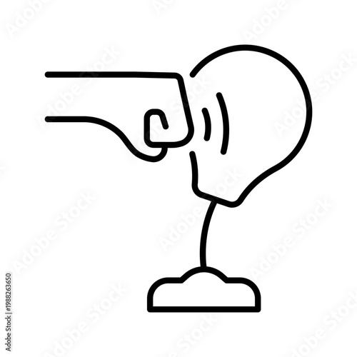 Punching bag icon. Sports and boxing line symbol. Black and white.