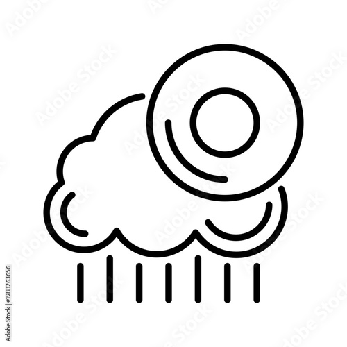 Rain cloud icon. Nature and meteorology line symbol. Black and white.