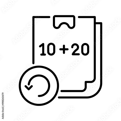 Report update icon. Business and financial reporting line symbol. Black and white.