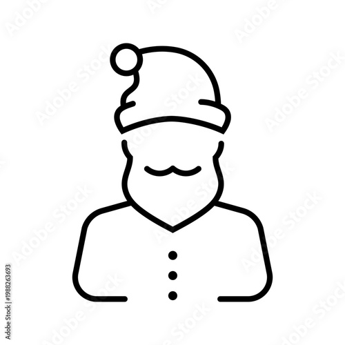 Santa claus icon. Holiday and christmas line symbol. Black and white.