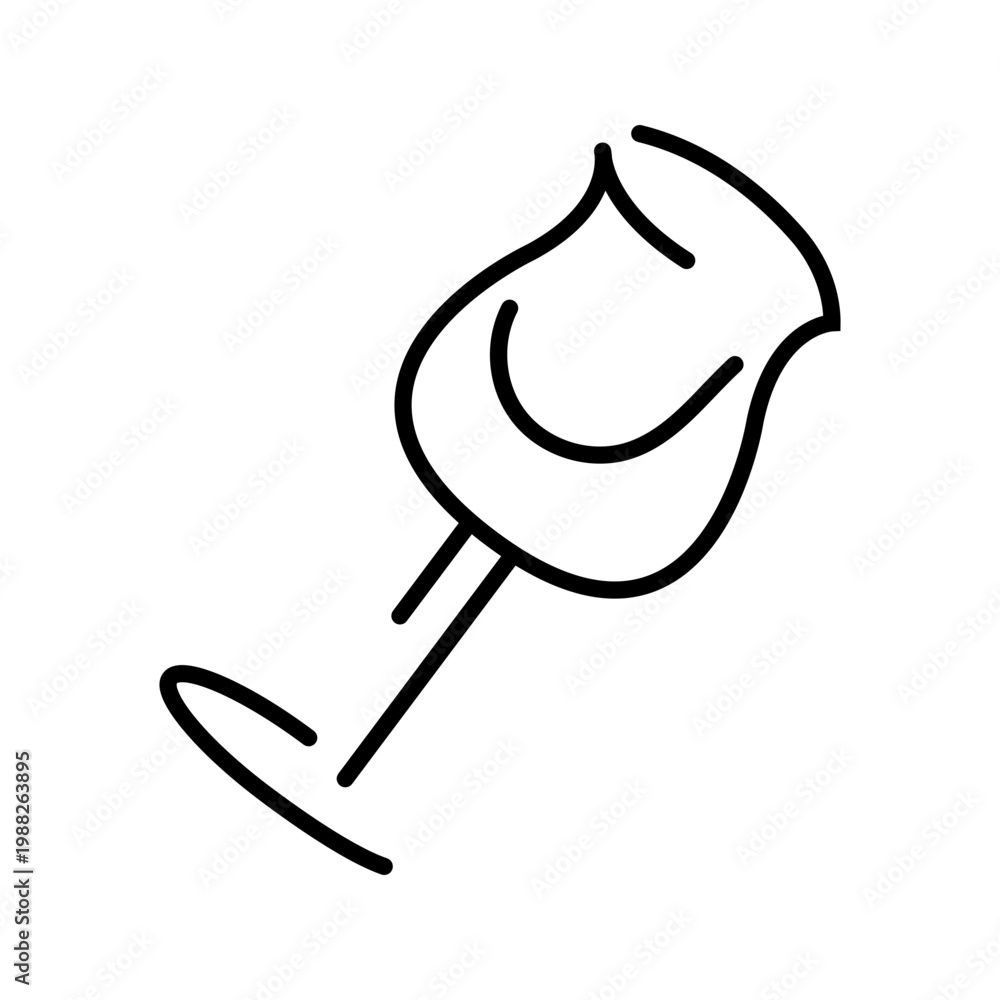 Fototapeta premium Wine glass icon. Food and wine line symbol. Black and white.