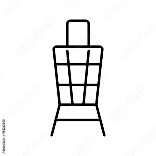 Tennis ball basket icon. Sports and tennis equipment line symbol. Black and white.