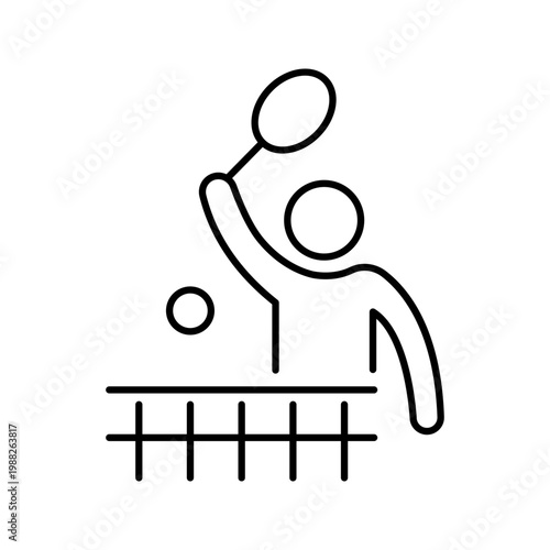 Tennis player icon. Sports and tennis line symbol. Black and white.