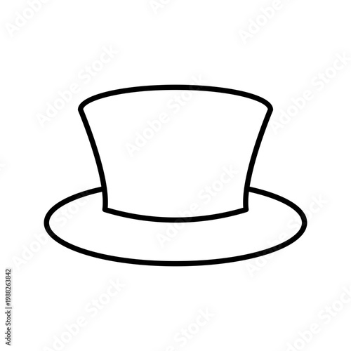 Top hat icon. Fashion and headwear line symbol. Black and white.