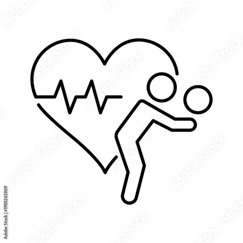 Volleyball fitness icon. Sports and volleyball line symbol. Black and white.