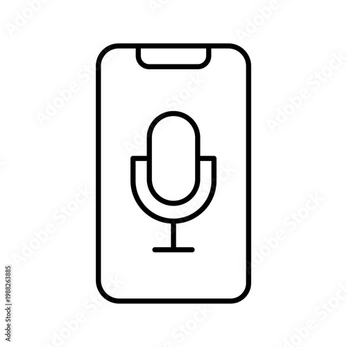 Voice message icon. Technology and voice messaging line symbol. Black and white.