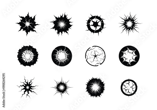 Collection of Abstract Explosions and Cracks Graphic Elements.