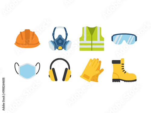 Personal Protective Equipment PPE Icons for Industrial Safety