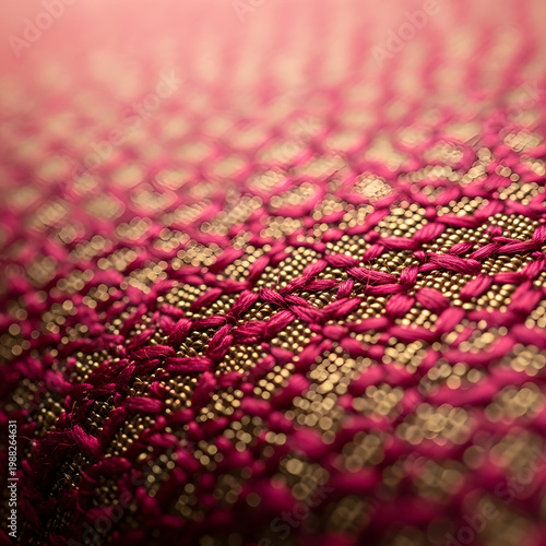 close up of a detailed pink fabric