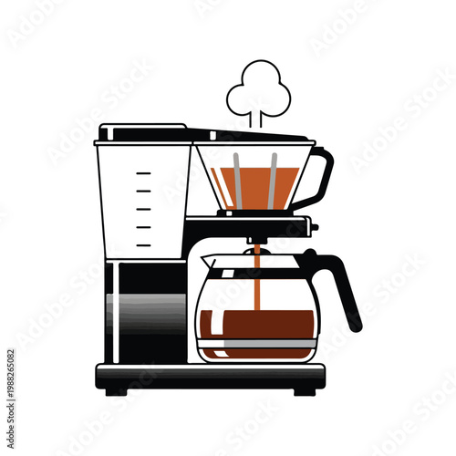 Vector illustration of a coffee maker brewing fresh coffee