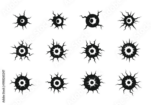 Collection of Abstract Spiky Eye Symbols.
