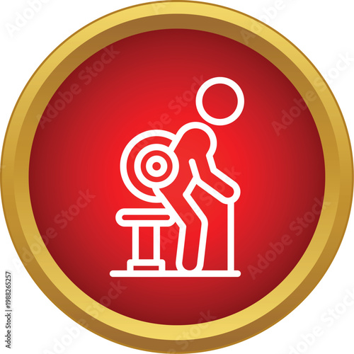 Person experiencing back pain indicated by a target symbol on the lower back