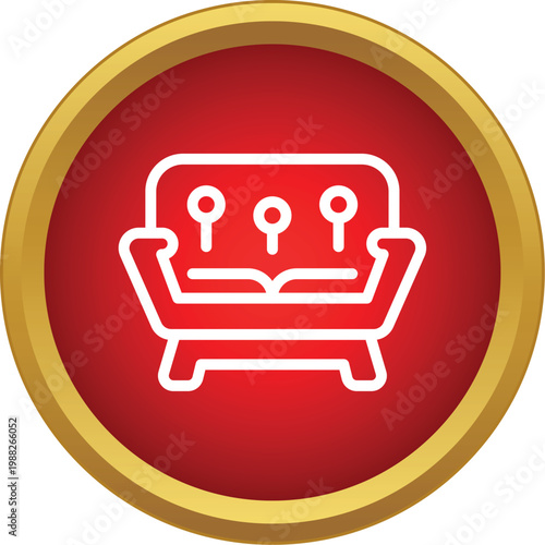 Sofa icon representing a piece of upholstered furniture for relaxation