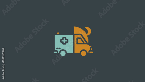 Medical ambulance and automotive repair service concept icon