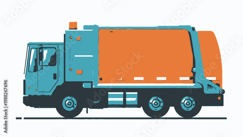 Modern flat design vector icon Stylized urban garbage truck for efficient waste management and city sanitation services