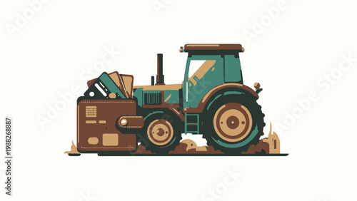 Tractor Icon Representing Agriculture and Farming with a Rustic Earthy Appeal