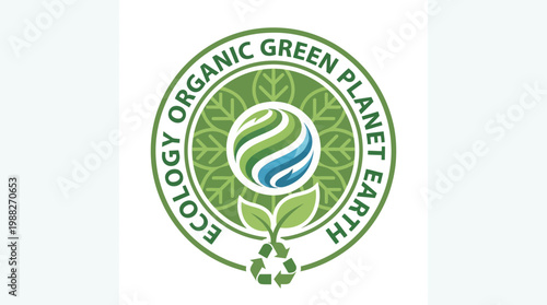 Eco-Friendly Emblem with a Planet and Recycling Symbol, Embodying Nature's Essence