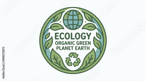 Eco-Friendly Emblem with Earth, Leaves, and Recycling Symbol, a Great Design