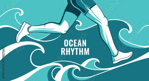 Ocean Runner: A Dynamic Vector Illustration of Movement, Sport, and Coastal Energy