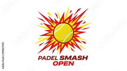 Dynamic Tennis Ball Explosion Graphic for Padel Smash Open Competition Branding Design