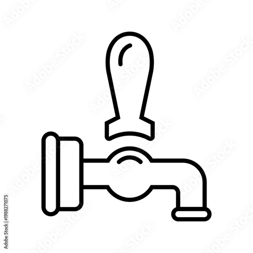 Beer tap icon. Food and barware line symbol. Black and white.