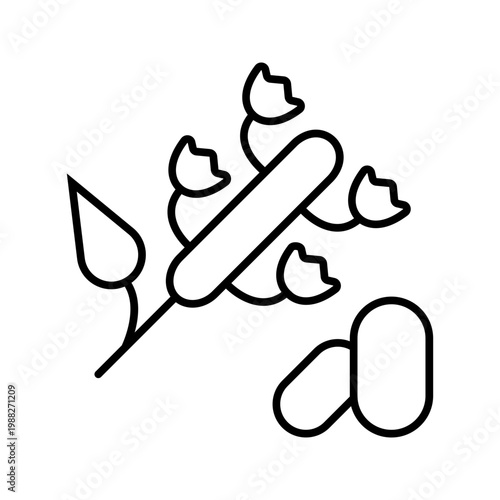 Chia seed icon. Food and seeds line symbol. Black and white.