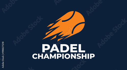 Dynamic Padel Championship Logo With a Tennis Ball in Vibrant Orange Over Dark Background