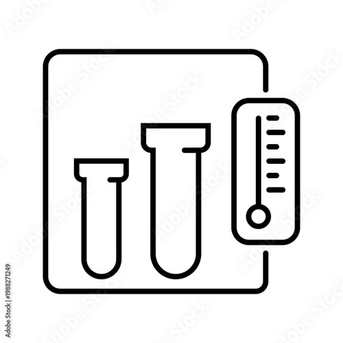 Cold storage icon. Science and laboratory storage line symbol. Black and white.