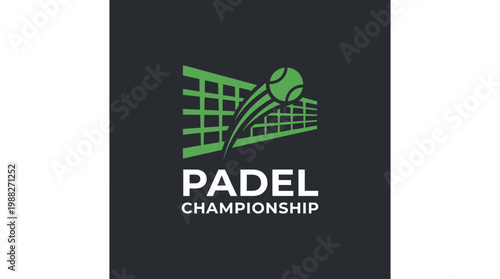 Padel Championship Logo: A Dynamic Visual of Ball, Net, and Sport Symbolism