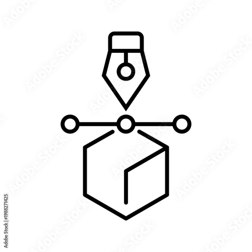 3d printing icon. Industry and additive manufacturing line symbol. Black and white.