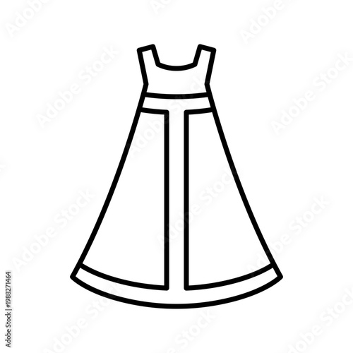 Folk dress icon. Fashion and traditional clothing line symbol. Black and white.