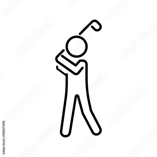 Golf player icon. Sports and golf line symbol. Black and white.