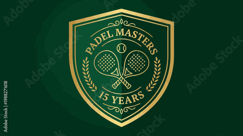 Elegant Padel Tournament Emblem Celebrating Fifteen Years of Excellence in Sport