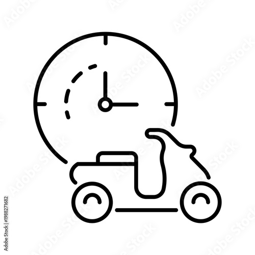 Moped sharing icon. Transport and moped sharing line symbol. Black and white.