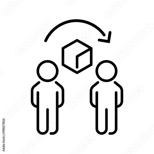 Product exchange icon. Business and marketplace line symbol. Black and white.