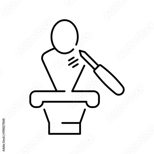 Sculpture carving icon. Art and sculpture line symbol. Black and white.