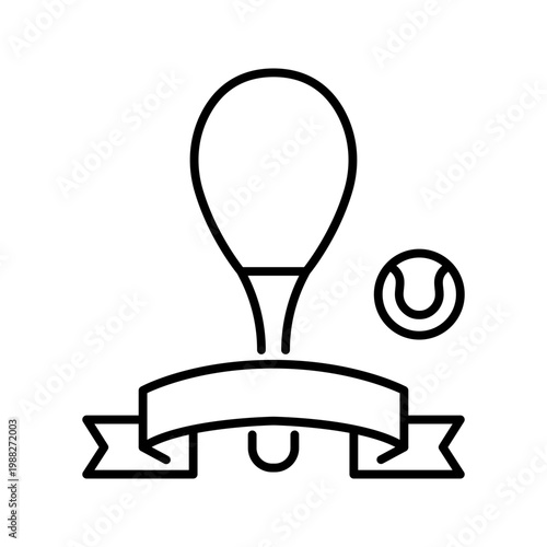 Tennis racket icon. Sports and tennis line symbol. Black and white.