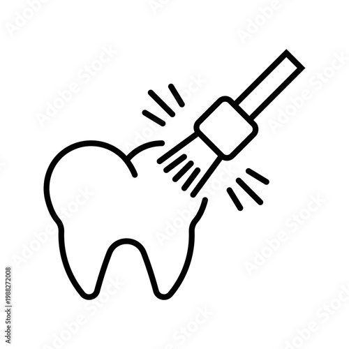 Teeth whitening icon. Healthcare and cosmetic dentistry line symbol. Black and white.