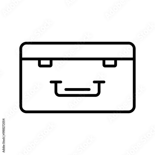 Travel suitcase icon. Travel and luggage line symbol. Black and white.