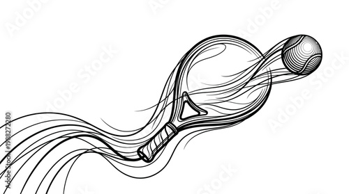 Dynamic Racket and Ball Illustration Depicting Movement and Competitive Sport Action
