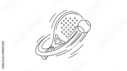 Dynamic Paddle and Ball Illustration, Modern Sports Concept in Monochrome Style