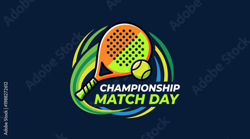 Vibrant Championship Match Day Graphic Design Illustrating Padel Tennis Sport Concept