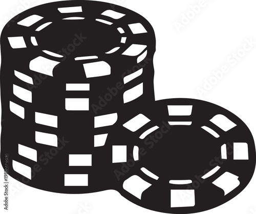 Stack of casino chips rendered in a bold, graphic style, perfect for representing risk, chance, or gaming.