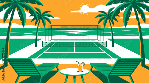 Coastal Padel Recreation: Enjoying Leisurely Moments in a Tropical Paradise Setting