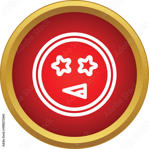 Emoji face with star eyes portraying feeling astonished on a red background